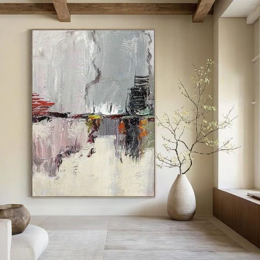 Gray Abstract Cityscape Art for Loft Apartment & Urban Café DLZ0610