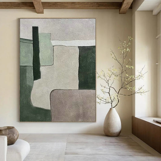 Green - Gray Geometric Abstract Art for Home Office & Minimalist Space DLZ0589