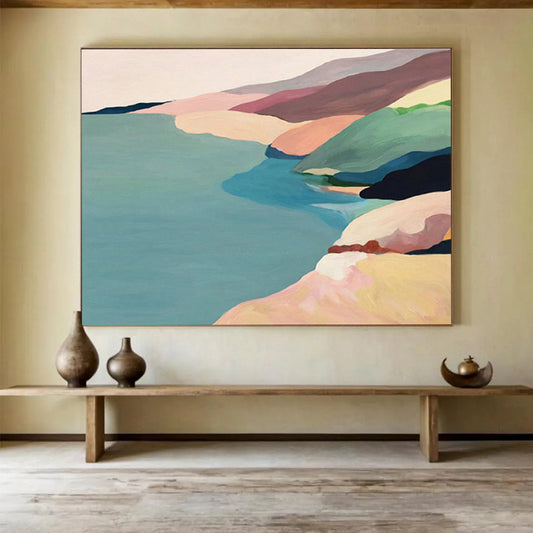 Colorful Coastal Landscape Art for Beach House Living Rooms DLZ3125
