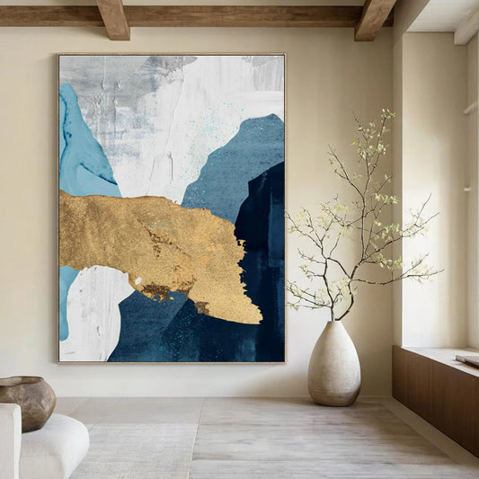 Blue, Gray, and Gold Abstract Art for Nautical - Inspired Home & Luxury Art Gallery DLZ2227
