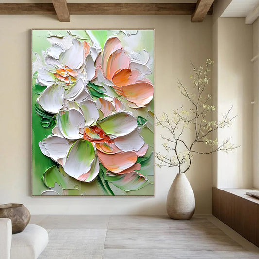 Textured Floral Blooms Art for Botanical Spa & Elegant Garden - Themed Living Room STSC1401