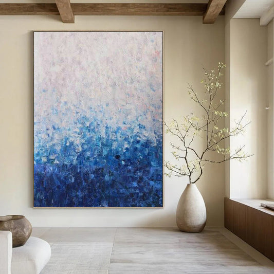 Gradient Blue Abstract Art for Coastal Bedroom & Meditation Space DLZ1357