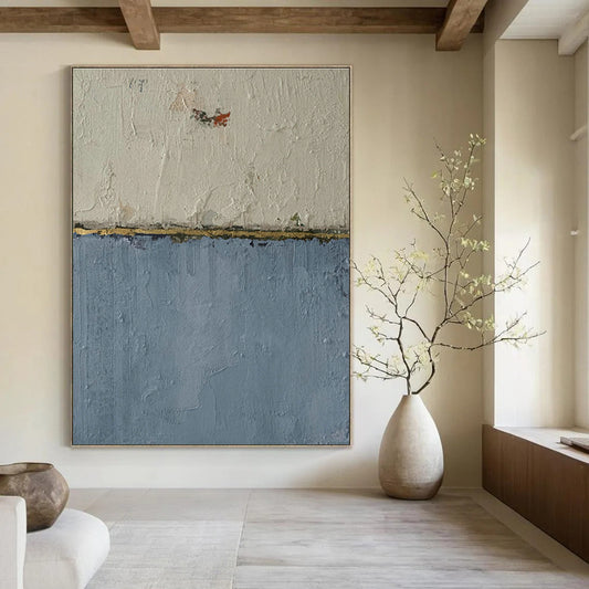 Blue - White - Gold Abstract Art for Living Room & Bedroom DLZ0526