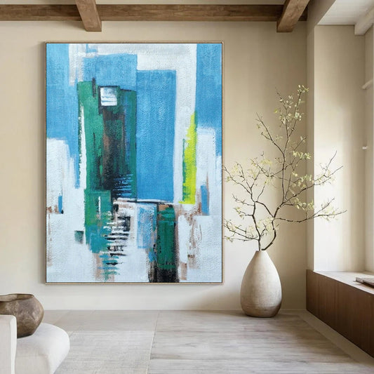 Urban Color Block Abstract Art for City - Themed Café & Modern Apartment Lobby DLZ0762