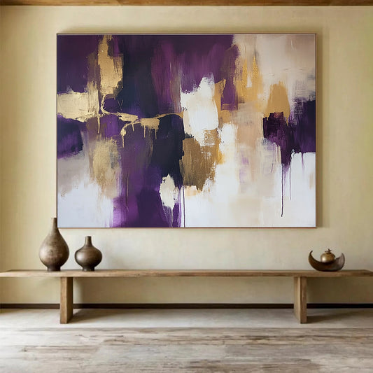Purple - Gold Abstract Fusion Art for Royal - Inspired Dining Room & Luxury Spa Lounge SC237