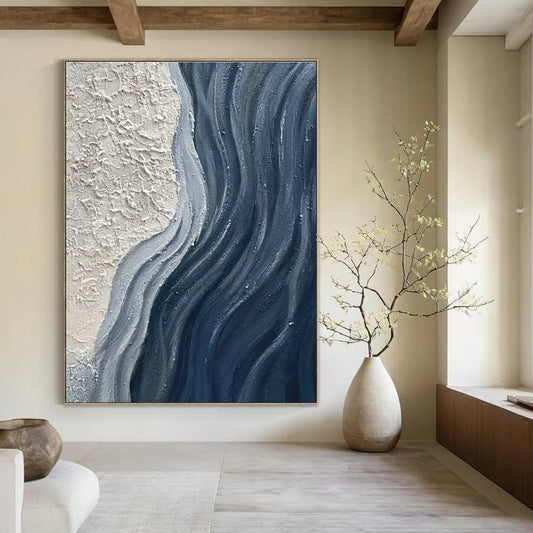 Textured Wave Abstract Art for Coastal Café & Nautical - Themed Home Office DLZ0662