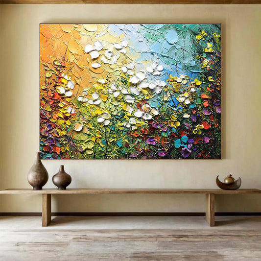 Textured Floral Oil Painting for Cheerful Sunroom DLZ2827