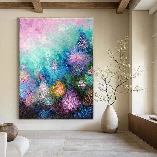 Colorful Floral Abstract Art for Bridal Boutique Fitting Areas DLZ0065