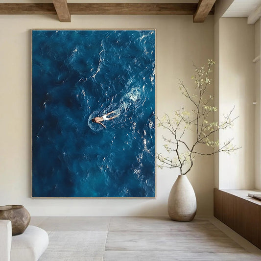 Man Swimming in Ocean Art for Beach Home Bathroom & Wellness Retreat Spa STSC1057