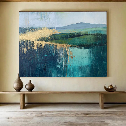 Green and Gold Landscape Art for Botanical - Themed Home & Luxury Spa SC315