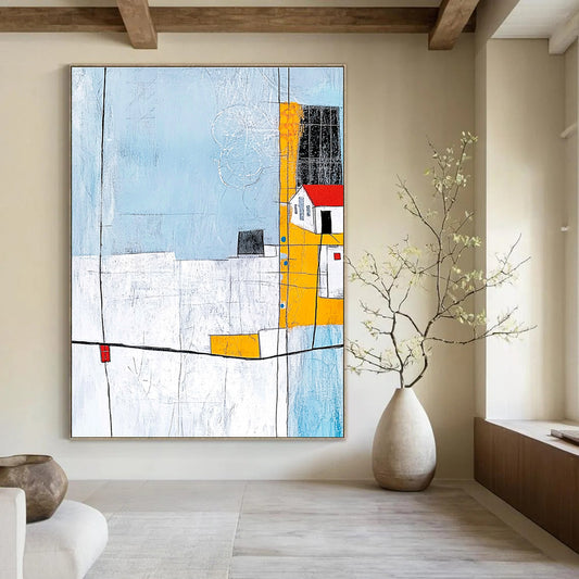 Charming Abstract Village Art for Caf茅 & Country Home STSC688