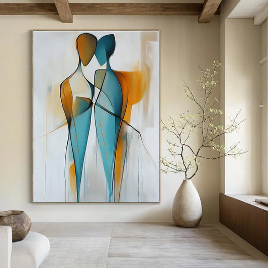 Golden Accent Abstract Figures Art for Bedroom & Luxury Lounge STSC714