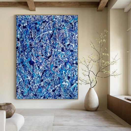 Blue - Splattered Abstract Art for Creative Studio & Bohemian - Style Home DLZ1773