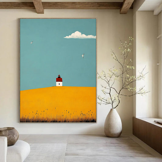 Lighthouse on Yellow Hill Art for Nautical Home Entryway & Coastal Community Center STSC1039
