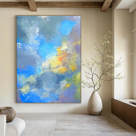 Blue - Yellow Abstract Art for Living Room & Cottage DLZ0336