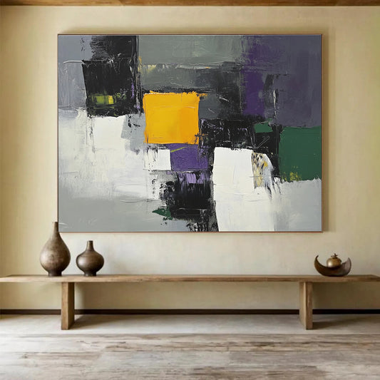 Gray - Based Color Block Abstract Art for Contemporary Lobby & Urban Apartment SC324