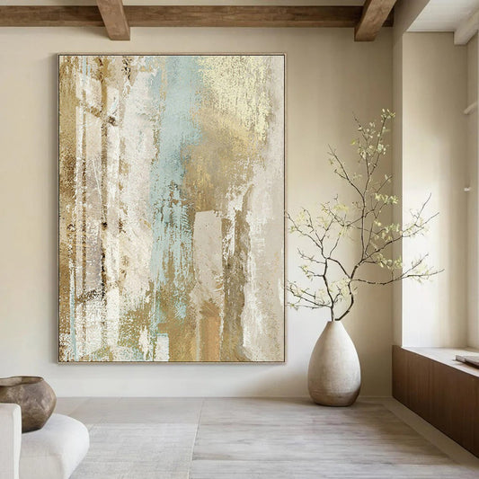 Brown - Blue Abstract Art for Vintage Café & Eclectic Home DLZ0677