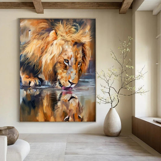 Lion at Water Art for Safari Lodge & Man Cave DLZ2347