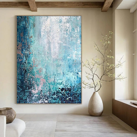 Blue - Pink Abstract Art for Beach House Balcony Spaces DLZ0074