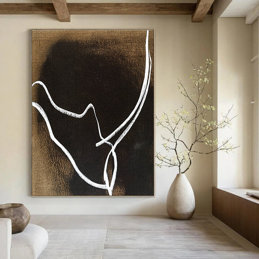 White Lines on Brown Background Art for Industrial - Style Bar & Minimalist Office STSC1346