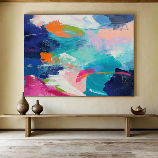 Blue - Pink Clash Abstract Art for Modern Living Room DLZ2873
