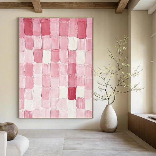 Pink Square Tiles Art for Girls' Boutique & Romantic Home Dressing Room STSC1411