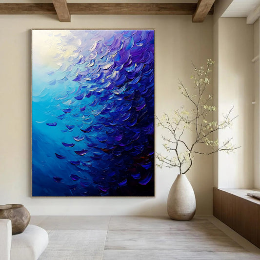 Blue and Purple Textured Abstract for Creative Studio & Trendy Hotel Room STSC866