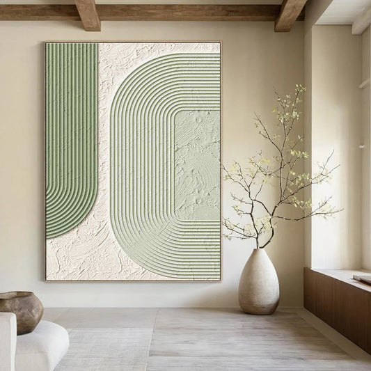 Green and White Textured Arches Art for Scandi - Style Café & Modern Living Room DLZ2193