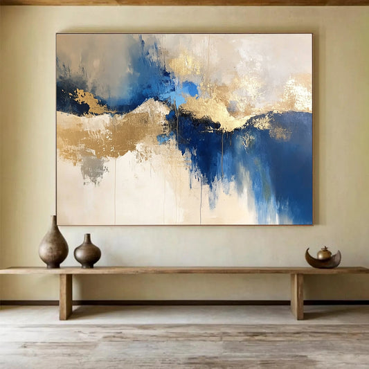 Blue - Gold Abstract Landscape for Coastal Villa & Art Gallery Exhibition SC022