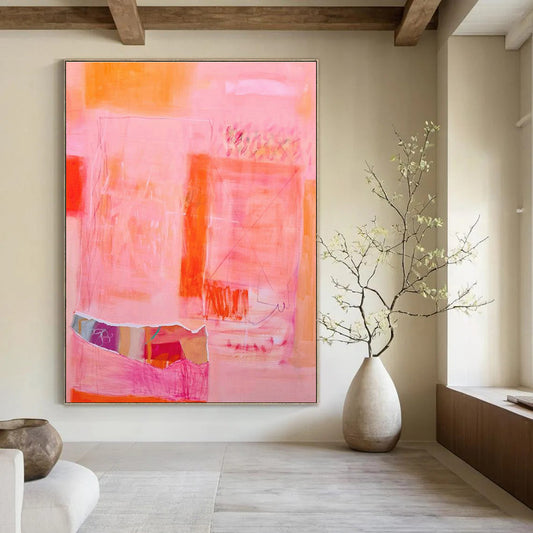Pink - Orange Abstract Art for Romantic Bed and Breakfast Suites DLZ0177