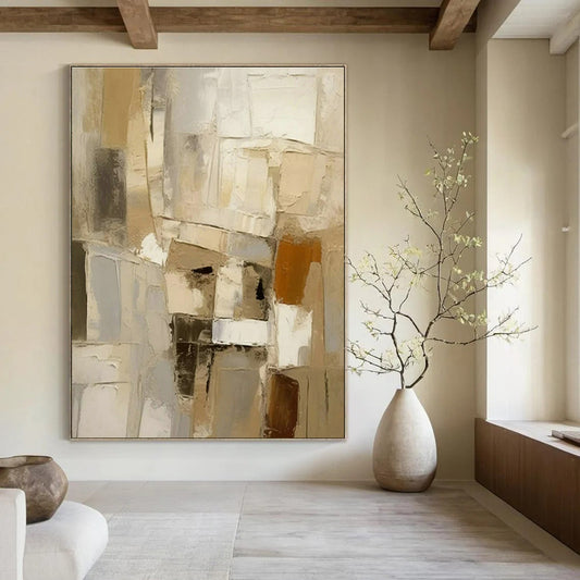 Light - Toned Geometric Abstract Art for Minimalist Home & Art Gallery Corner DLZ1451