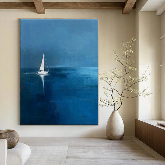 Solitary Sailboat Art for Nautical - Themed Home Studies DLZ0271
