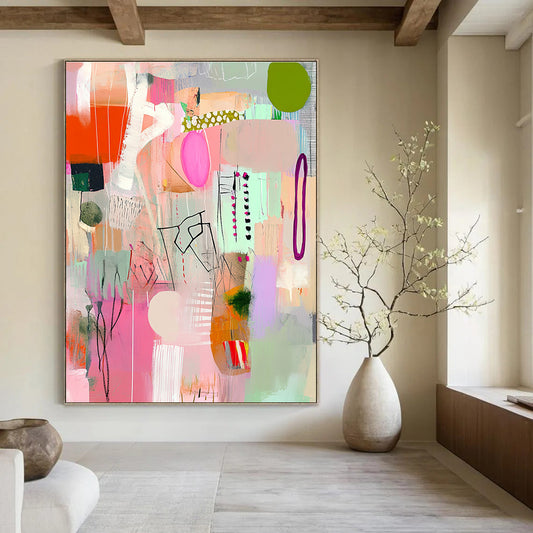 Colorful Abstract Collage for Bohemian Home Living Room & Art Gallery Café STSC1040