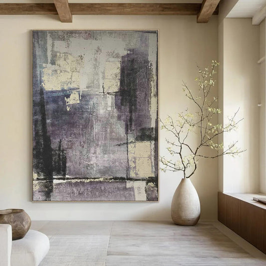 Purple - Gray Abstract Art for Chic Wine Bar Tasting Areas DLZ0188