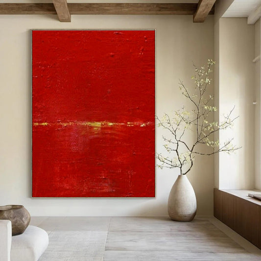 Bold Red Minimalist Art for Modern Office Lobby & Dramatic Dining Room DLZ1992