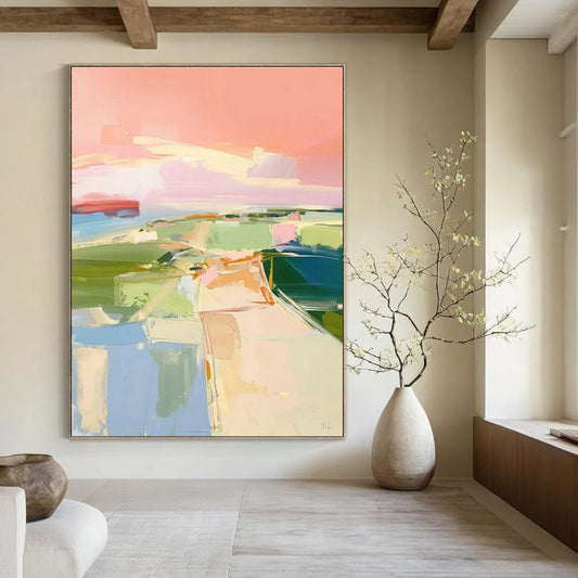 Pink - Hued Coastal Abstract for Romantic Rooftop Lounge & Feminine Home Office DLZ1577