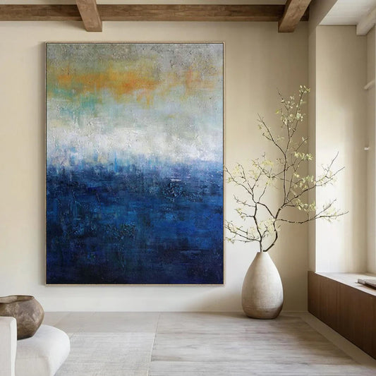 Gradient Sea Abstract Art for Seaside Hotel Lobby & Contemporary Beach Gallery DLZ2259