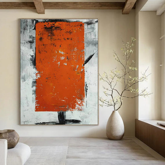 Orange - Grey Block Abstract Art for Living Room & Office DLZ0495
