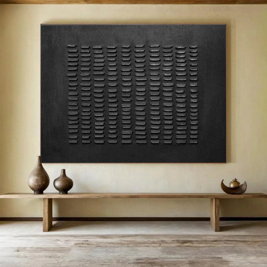 Black Textured Abstract Art for Industrial - Style Lounges DLZ2473