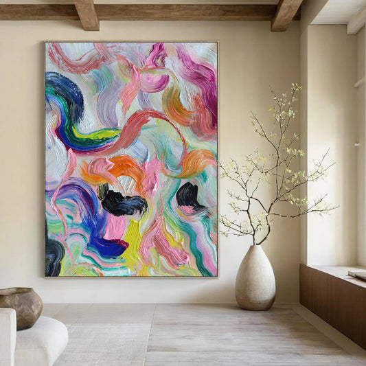 Colorful Flowing Abstract Art for Bohemian Living Room & Creative Studio DLZ0780