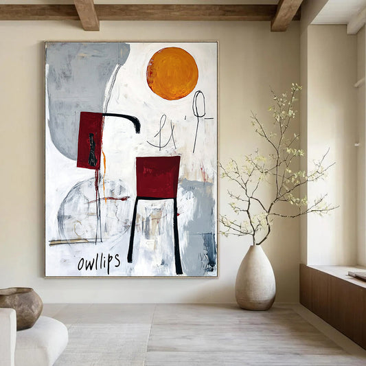 Minimalist Abstract with “owllips” for Art - Centric Café & Bohemian Living Room STSC828