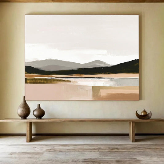 Minimalist Mountain Lake Art for Modern Home Office & Scandinavian - Style Living Room SC081