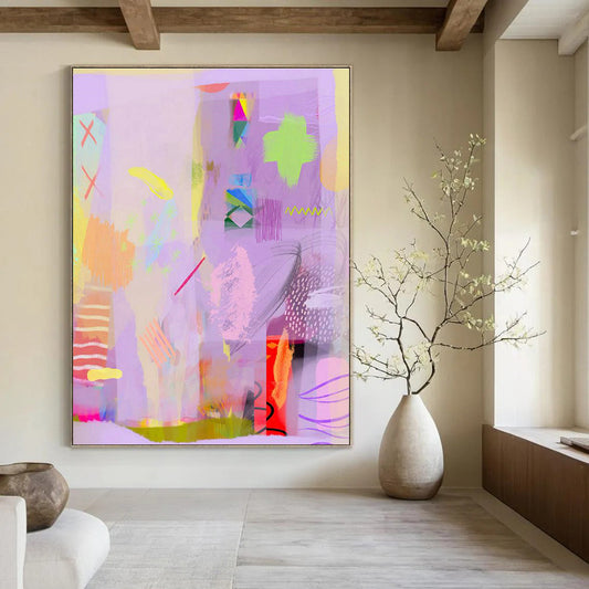 Light Purple Abstract Art for Modern Home Yoga Studio Corners DLZ0169