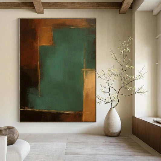 Teal Accent Abstract Art for Contemporary Bedroom & Art Gallery Nook DLZ1442