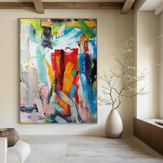 Colorful Brushstroke Abstract Art for Vibrant Living Room & Creative Studio DLZ0770