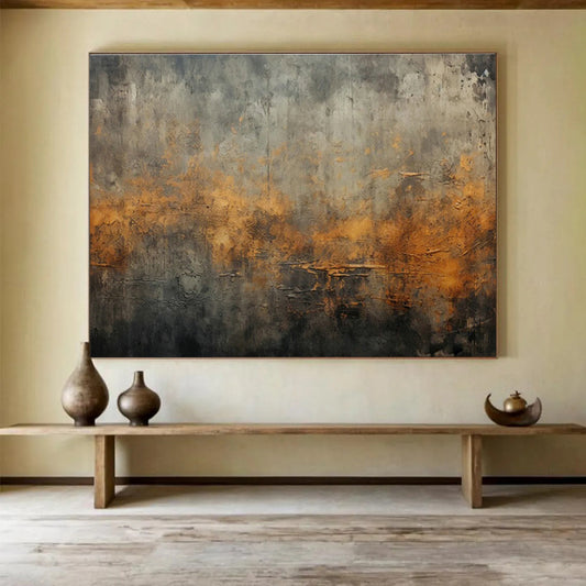 Grey - Orange Industrial Abstract Art for Loft Living Room DLZ2753