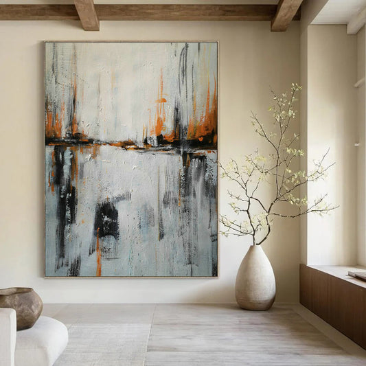 Orange - Black Reflection Abstract for Studio & Loft Apartment DLZ0577