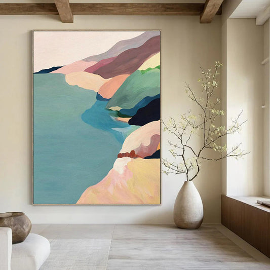 Pastel Coastal Landscape Art for Beachfront Home Bedroom & Serene Spa DLZ2156