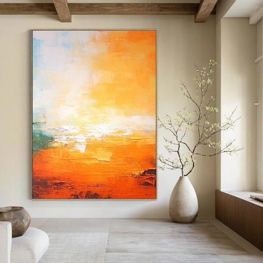 Orange - Yellow Gradient Abstract Art for Modern Sunroom & Vibrant Café DLZ0741