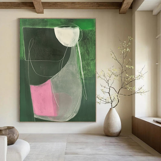 Abstract Green and Pink Forms for Modern Art Café & Creative Studio STSC1297